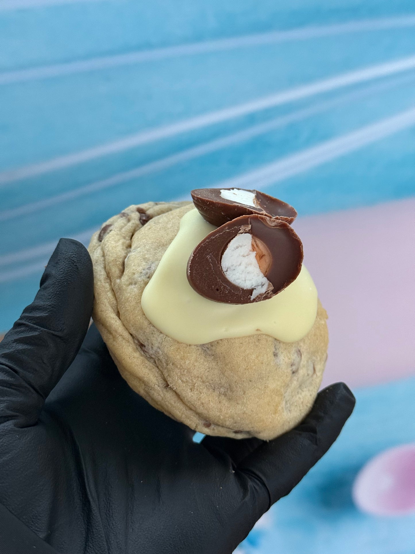 Creme egg stuffed cookie